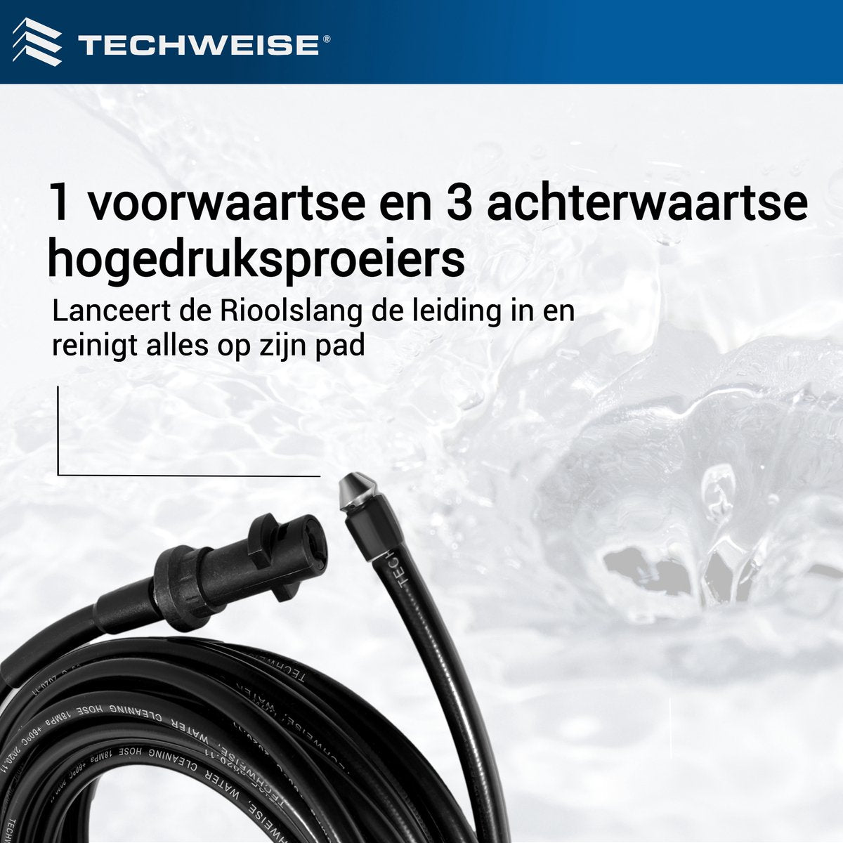 Sewer hose 15V with forward spray jet